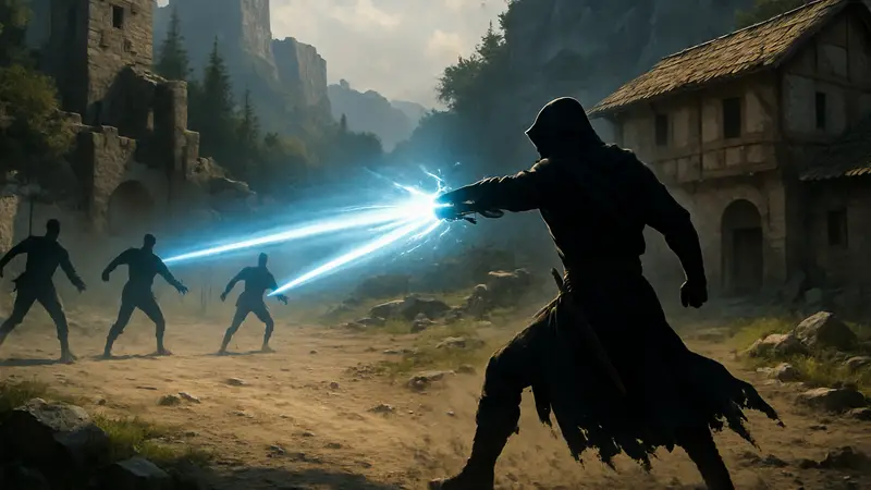 Скриншот снаряжения «Лучи Бездны» из игры Crimson Desert в действии