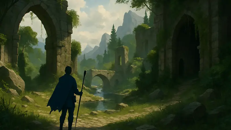 Геймплей заброшенной RPG с открытым миром, исследующей фэнтезийные локации.