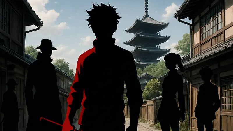 Постер аниме «Kagurabachi» с ключевыми персонажами и датой релиза в 2027 году