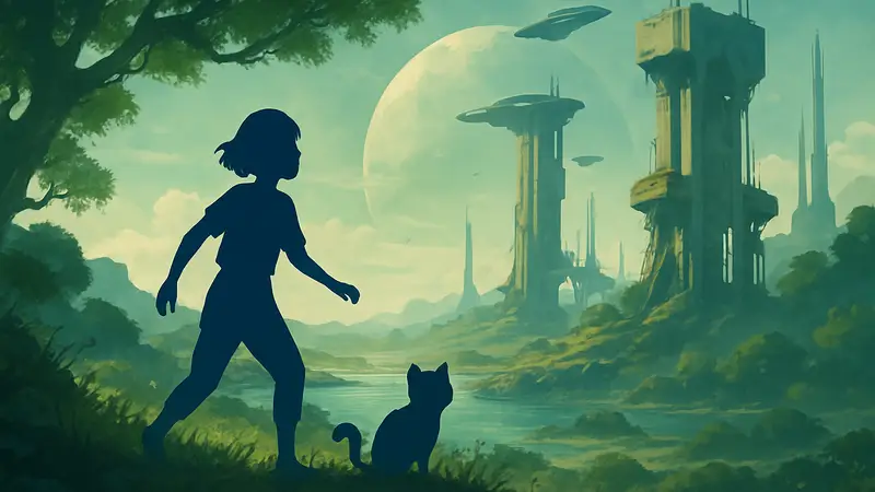 Главная героиня Planet of Lana с её спутником в футуристическом научно-фантастическом мире.