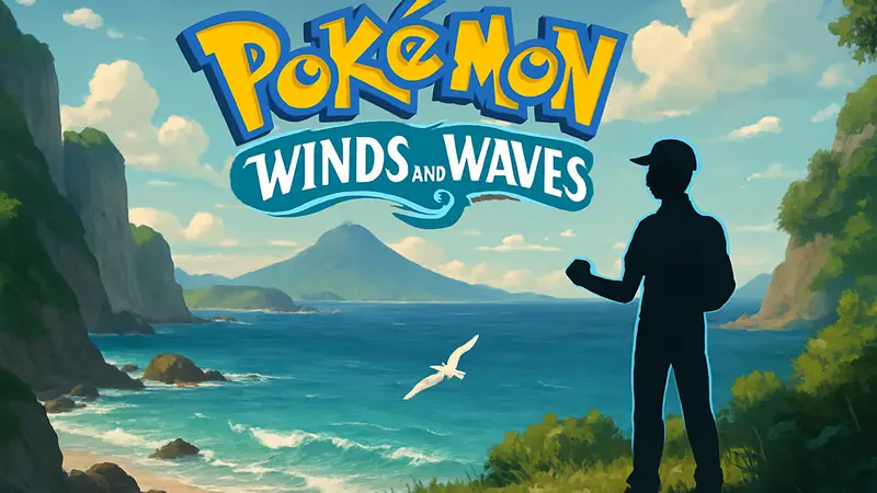 Логотип или концепт-арт игры Pokemon Winds and Waves, анонсирующий дату первого тизера.