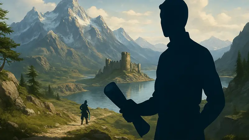 The Elder Scrolls VI логотип на фоне фэнтезийных пейзажей, намёки на прогресс разработки игры