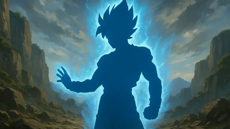 Гоку в трансформации Super Saiyan Blue, демонстрирующий божественную силу