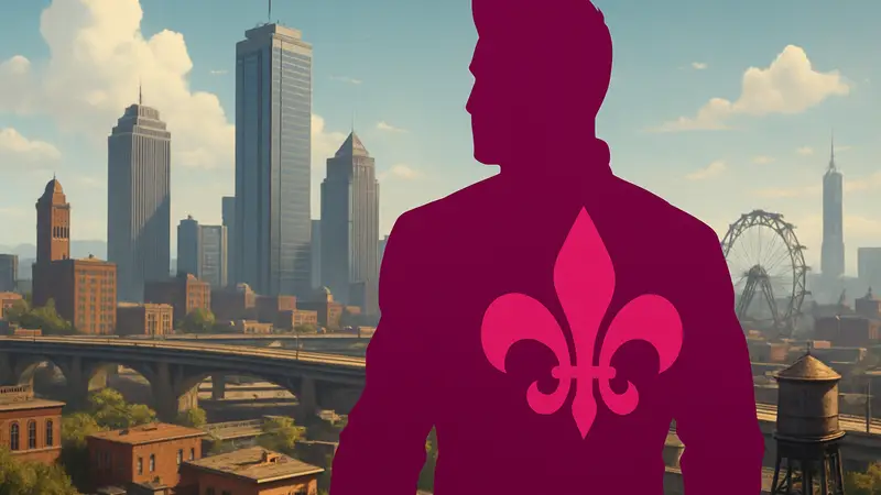 Игровая франшиза Saints Row: логотип или персонаж на фоне города