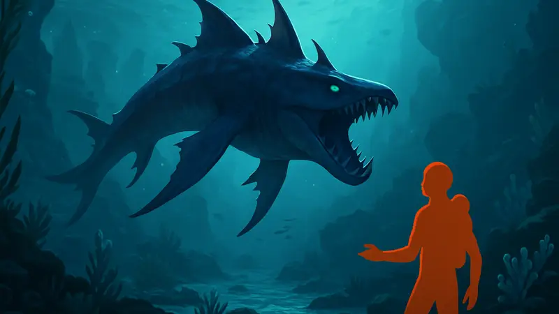 Подводный мир Subnautica 2 с изображением существа Хаундгар, гайд по поиску Хаундгара