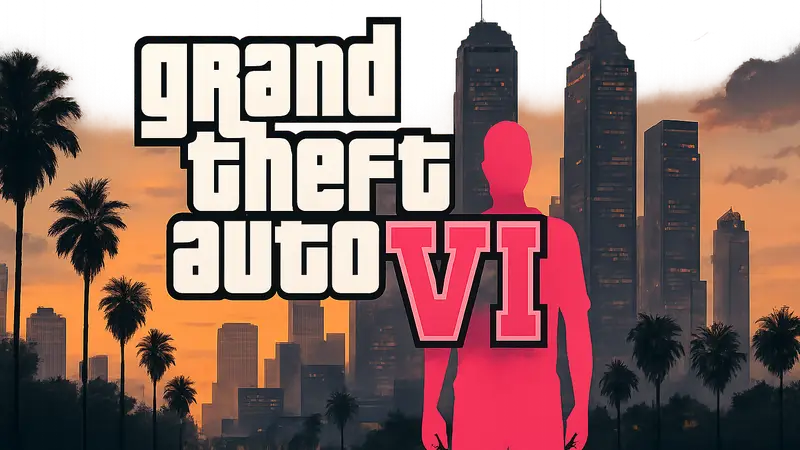 Логотип GTA 6 на фоне города, символизирующий предстоящую маркетинговую кампанию Rockstar Games.