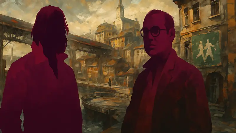 Обложка игры Disco Elysium с персонажами и уникальным художественным стилем.