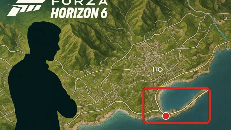 Карта Forza Horizon 6  с выделенной локацией Seabed Road в регионе Ито.
