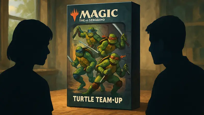 Стартовый набор Magic: The Gathering Turtle Team-Up с Черепашками-ниндзя на обложке.