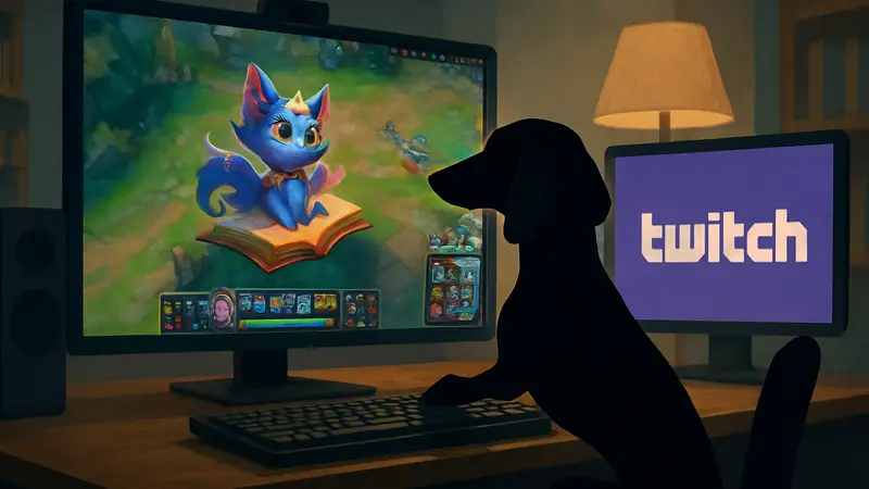 Такса Poopernoodle играет в League of Legends за персонажа Юми на Twitch