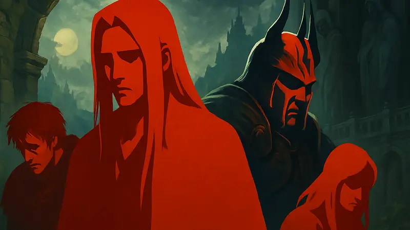 Коллаж из злодеев RPG, включая Сефирота и Артаса, с трагическим выражением лиц