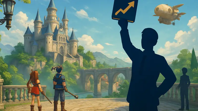 Арт или скриншот из игры Trails in the Sky 1st Chapter, символизирующий успех и прибыль Falcom.