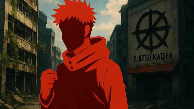 Итадори Юдзи из аниме Jujutsu Kaisen, логотип манги «Магическая битва».