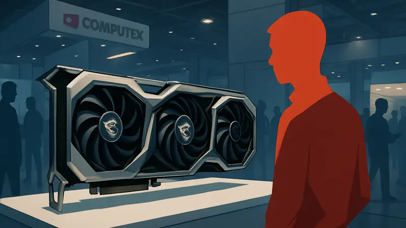 Прототип системы охлаждения для видеокарт от MSI на выставке Computex, демонстрирующий новаторский дизайн.