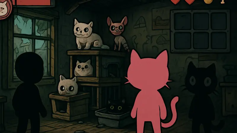 Скриншот из игры Mewgenics с персонажами и интерфейсом, демонстрирующий уникальный стиль.