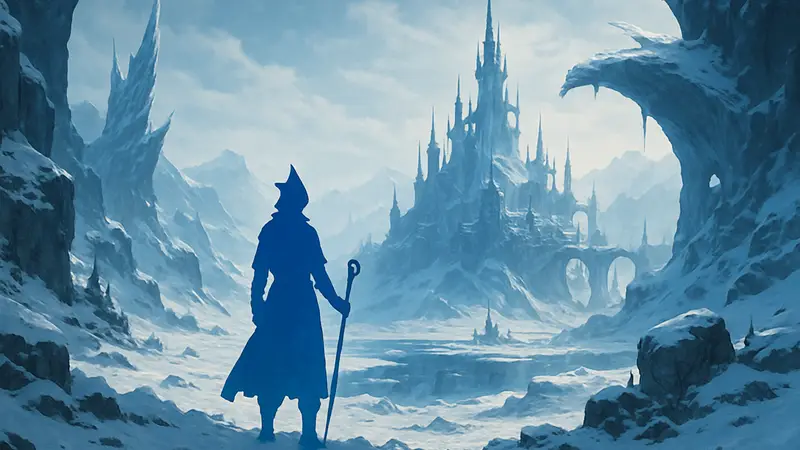 Иллюстрация Четвёртого Отражения из Final Fantasy 14: Evercold с фантастическими пейзажами.