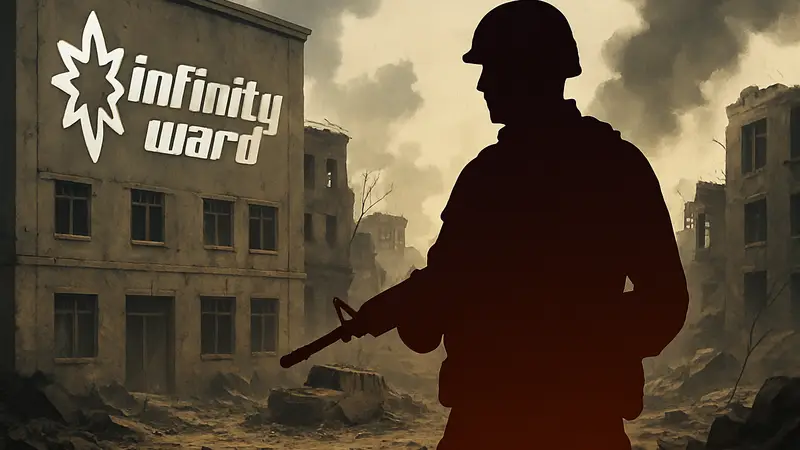 Логотип Infinity Ward и силуэт персонажа Call of Duty.