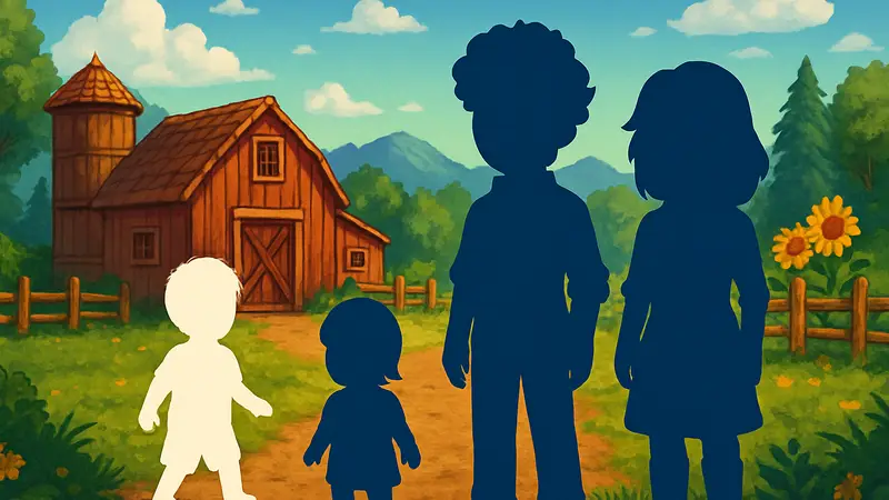 Персонажи из Stardew Valley, символизирующие обновление 1.7, улучшение детей и новых кандидатов на брак.