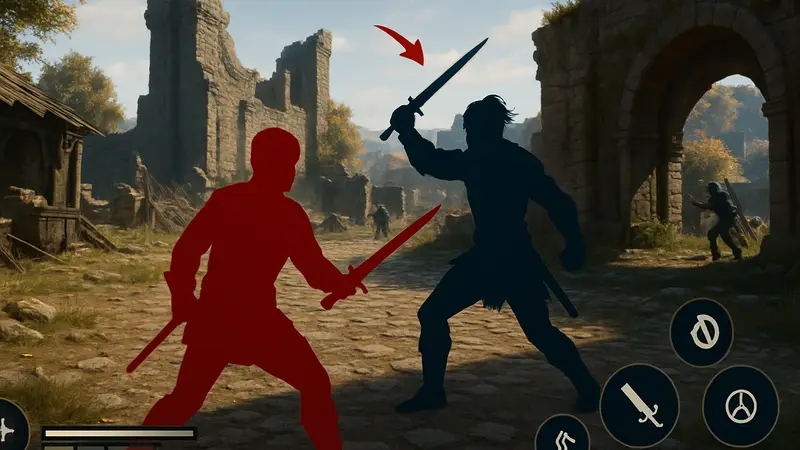 Скриншот игры Crimson Desert, на котором видно элементы управления или интерфейс в битве.