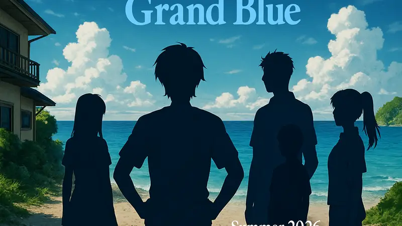 Тизер-визуал третьего сезона аниме Grand Blue с новыми персонажами и датой выхода летом 2026 года.