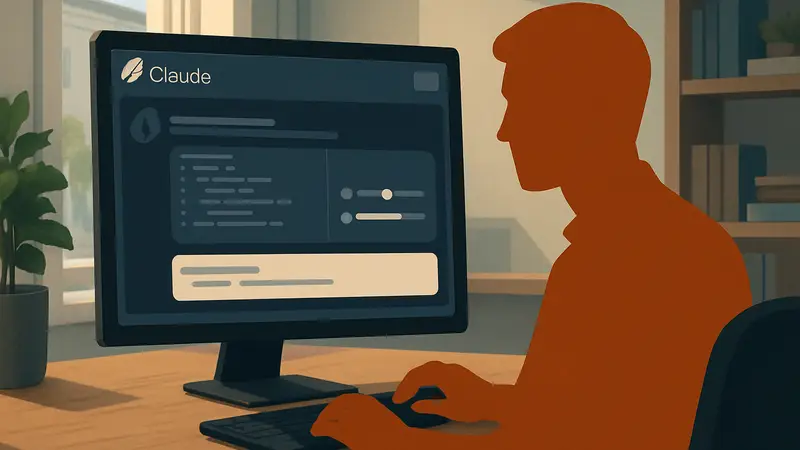 Интерфейс Claude AI на экране компьютера, показывающий процесс выполнения задачи