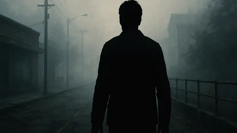 Арт или скриншот из игры Silent Hill 2, демонстрирующий главного героя Джеймса Сандерленда.