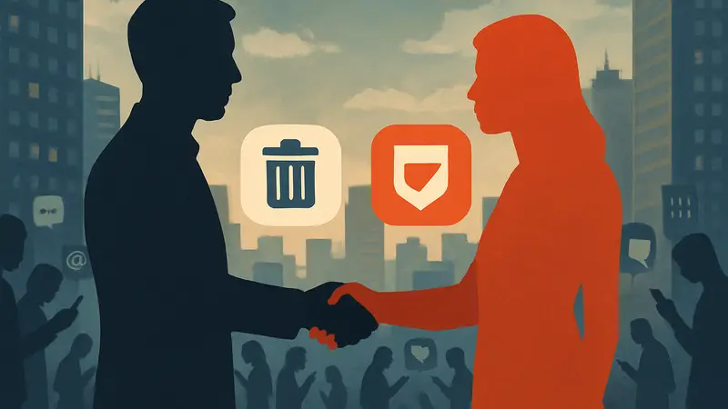 Логотипы DeleteMe и Block Party, символизирующие слияние компаний