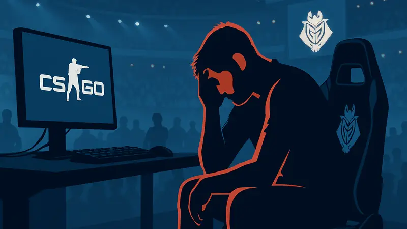 Игрок NiKo на турнире по CS2, киберспортсмен G2 Esports в момент поражения