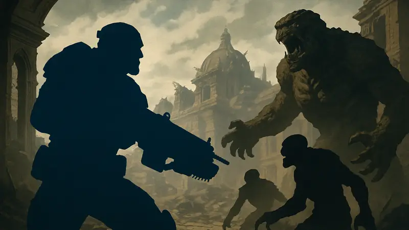 Главный герой Gears of War: E-Day, Маркус Феникс, сражается с монстрами.