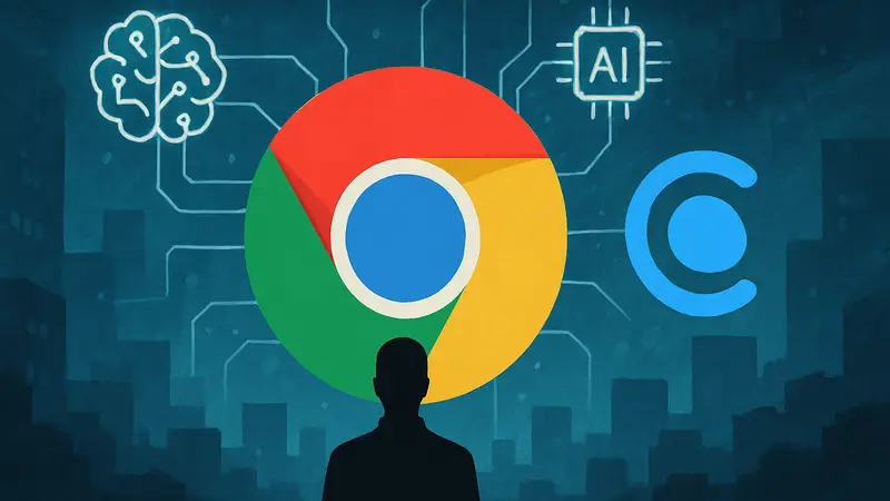 Логотип Google Chrome с элементами искусственного интеллекта и символом Gemini