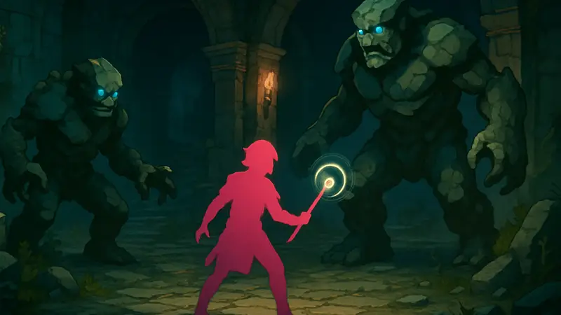 Скриншот геймплея Shadowstone, демонстрирующий roguelike-механики и стилистику.