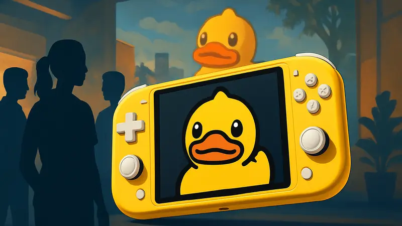 Портативная игровая консоль Ayaneo Pocket Air Mini B.Duck желтого цвета с изображением утенка