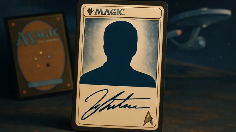 Коллекционная карта Magic: The Gathering с изображением Уильяма Шетнера и его автографом