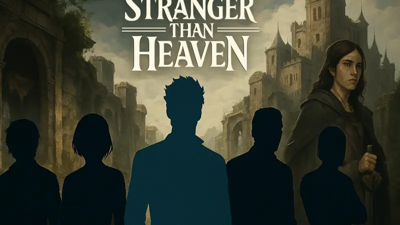 Логотип Stranger Than Heaven, арт персонажей RGG Studios, игровая драма