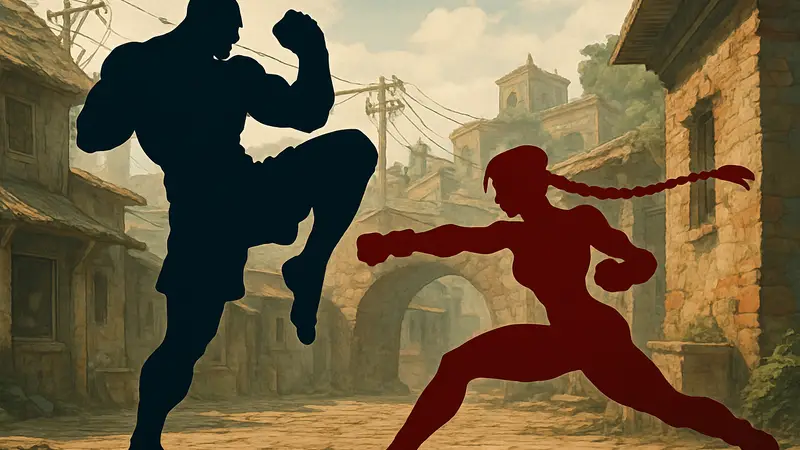Статуи Сагата и Джули из Street Fighter в масштабе 1/10 от PCS, демонстрирующие их боевые позы.