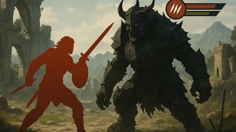 Персонаж Crimson Desert сражается с боссом на фоне обновленного интерфейса