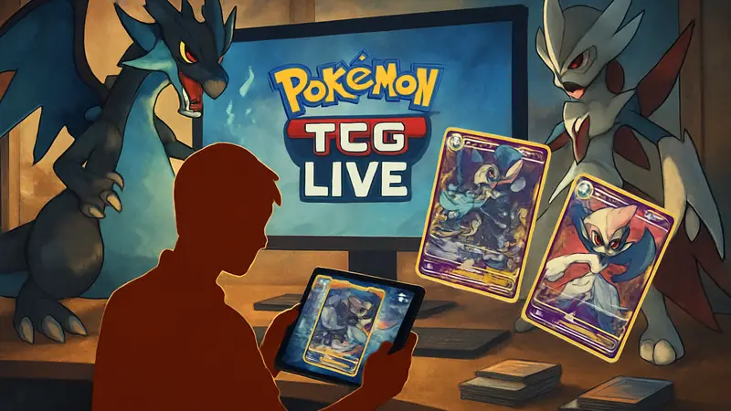 Pokémon TCG Live — иллюстрация Mega Evolution - Ascended Heroes с мега-покемонами и карточками