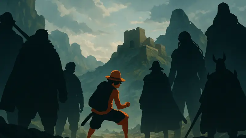 Джой Бой из One Piece в окружении своих верных союзников перед решающей битвой.