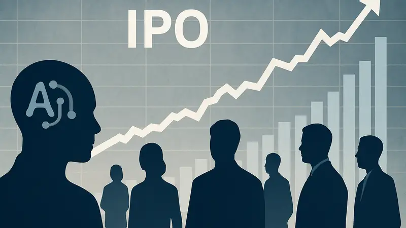 ИИ-компании и инвесторы на фоне графика роста акций IPO.