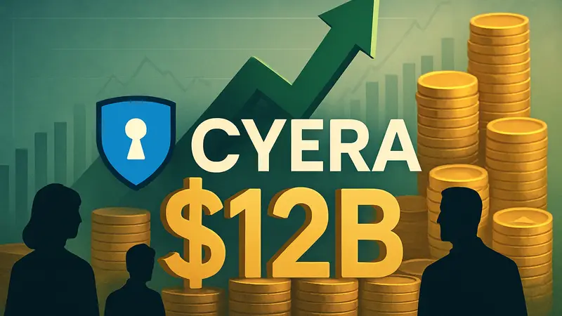 Логотип компании Cyera, символизирующий высокую оценку в $12 миллиардов на фоне инвестиций