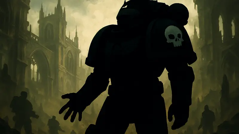 Арт Warhammer 40K, показывающий Спейс Марина с шестью пальцами на руке.