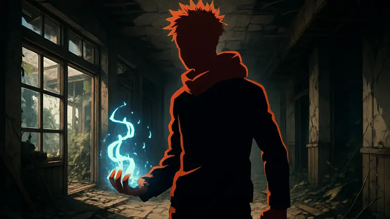 Иллюстрация Юдзи Итадори из Jujutsu Kaisen, возможно, с новой проклятой техникой.