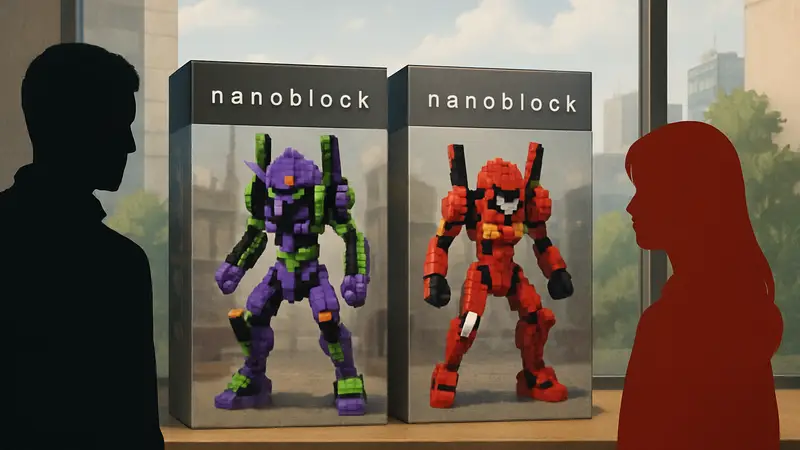 Наборы конструктора Nanoblock с моделями EVA-01 и EVA-02 из аниме Evangelion.