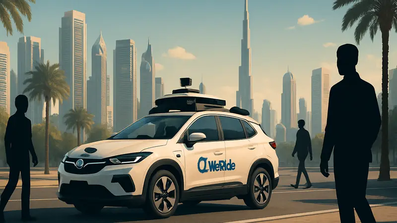Беспилотное такси WeRide на улицах Дубая, демонстрирующее автономное движение