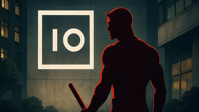 Изображение Сорвиголовы на фоне логотипа IO Interactive, символизирующее потенциальную игру.