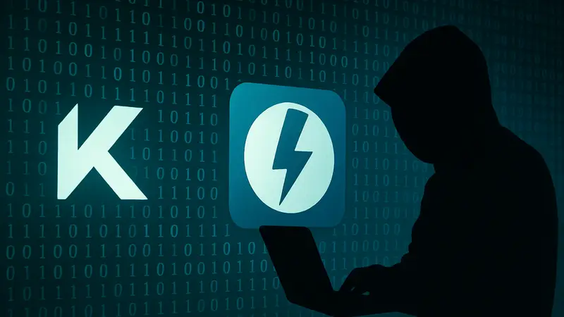 Логотип "Лаборатории Касперского" и иконка Daemon Tools на фоне бинарного кода.