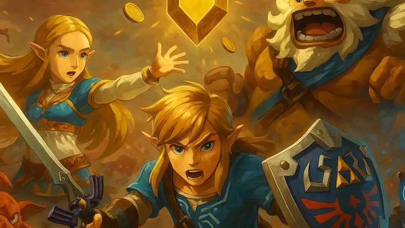 Изображение персонажей из игры Hyrule Warriors: Age of Imprisonment в динамичной боевой сцене, демонстрирующей миллионные продажи.