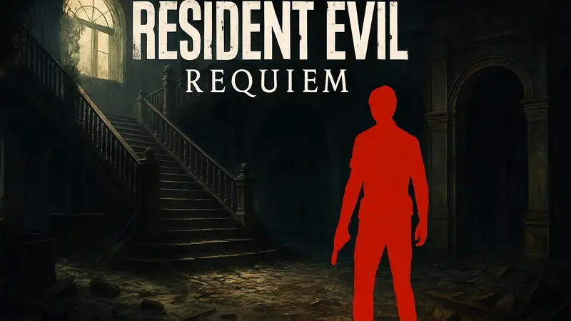 Логотип Resident Evil Requiem, скриншот из демоверсии игры Capcom