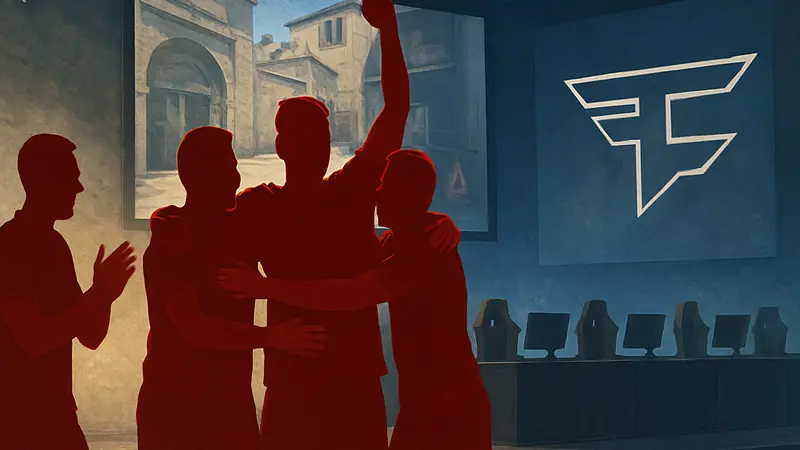 Игроки команды Astralis празднуют победу над FaZe на турнире EPL по CS2