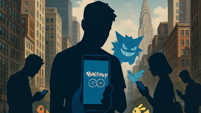Игроки Pokemon GO на улицах Нью-Йорка, ловящие покемонов во время игрового события